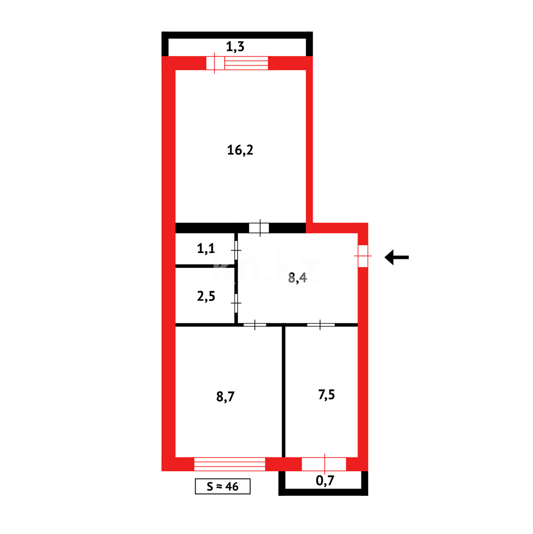 Продажа 2-комнатной квартиры, 47 м² в Караганде - фото 11