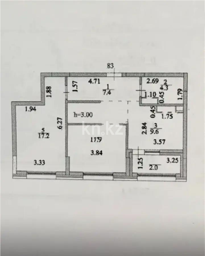 Продажа 2-комнатной квартиры, 58.64 м² в Астане
