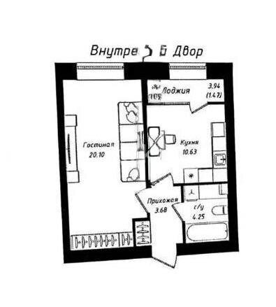 Продажа 1-комнатной квартиры, 40.13 м² в Астане