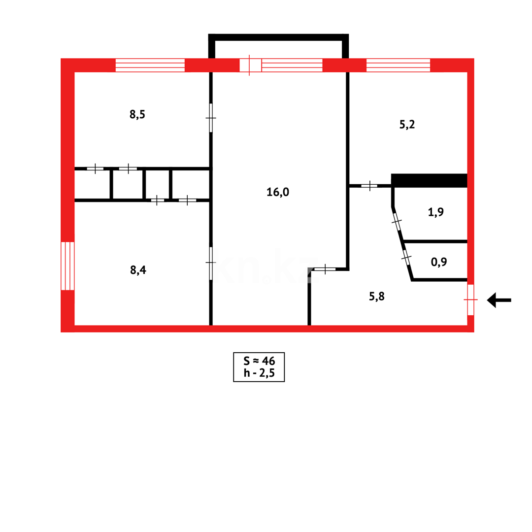 Продажа 3-комнатной квартиры, 46 м², мкр-н 6-й в Темиртау - фото 10