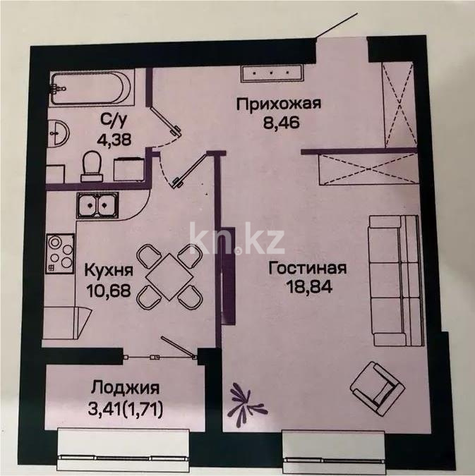 Продажа 1-комнатной квартиры, 44 м² в Астане
