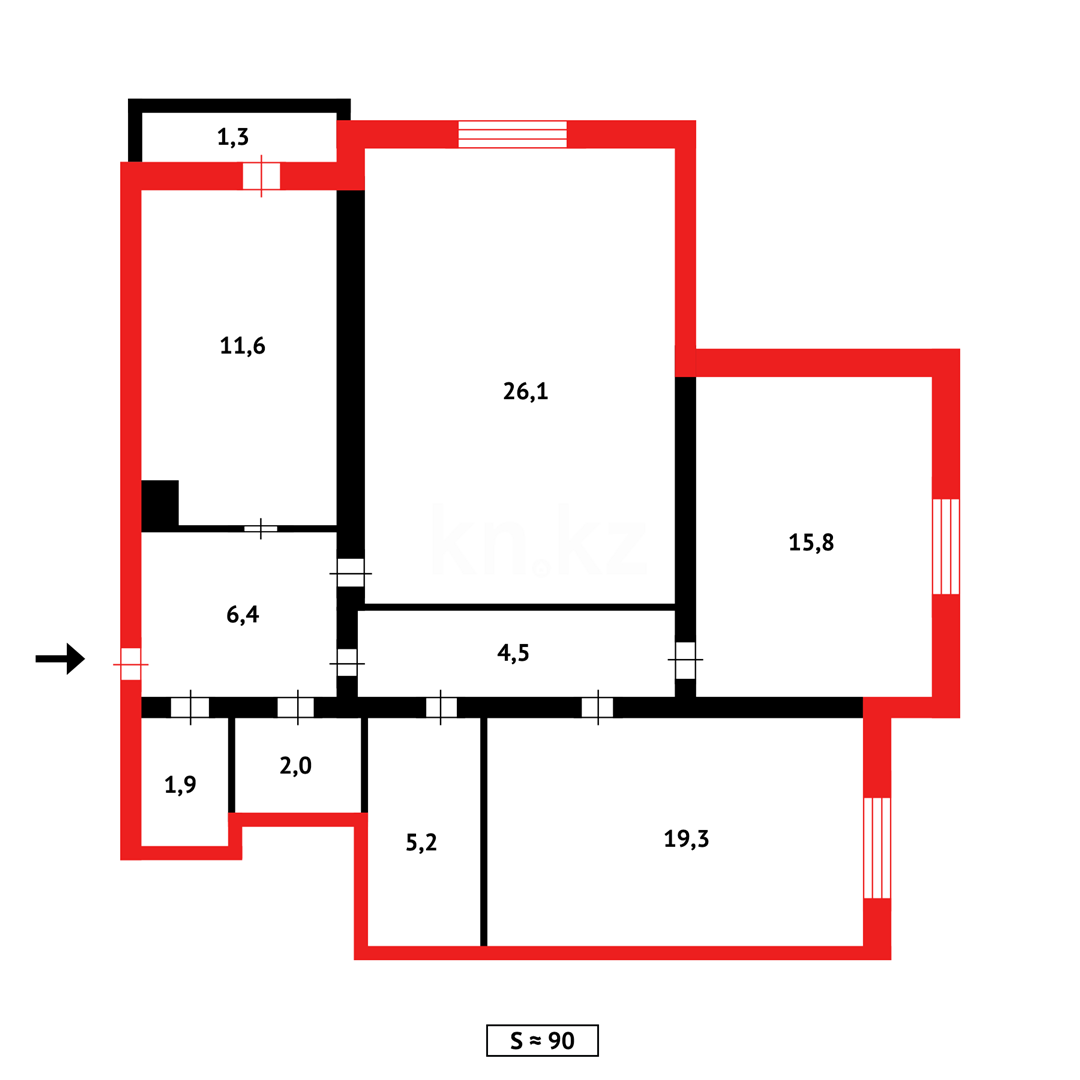 Продажа 3-комнатной квартиры, 89.7 м² в Астане - фото 11