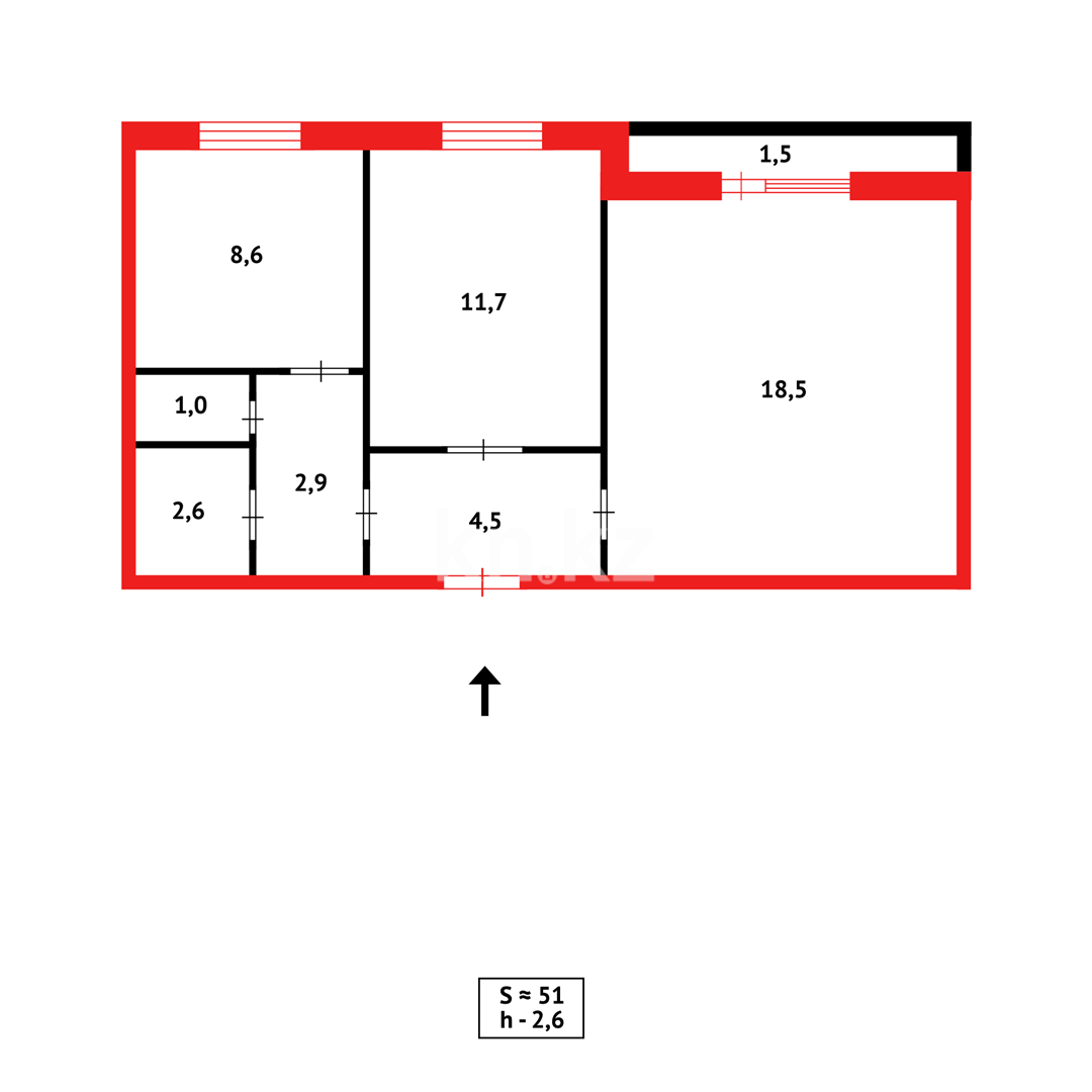 Продажа 2-комнатной квартиры, 53 м², ул. Кемеровская в Караганде - фото 15