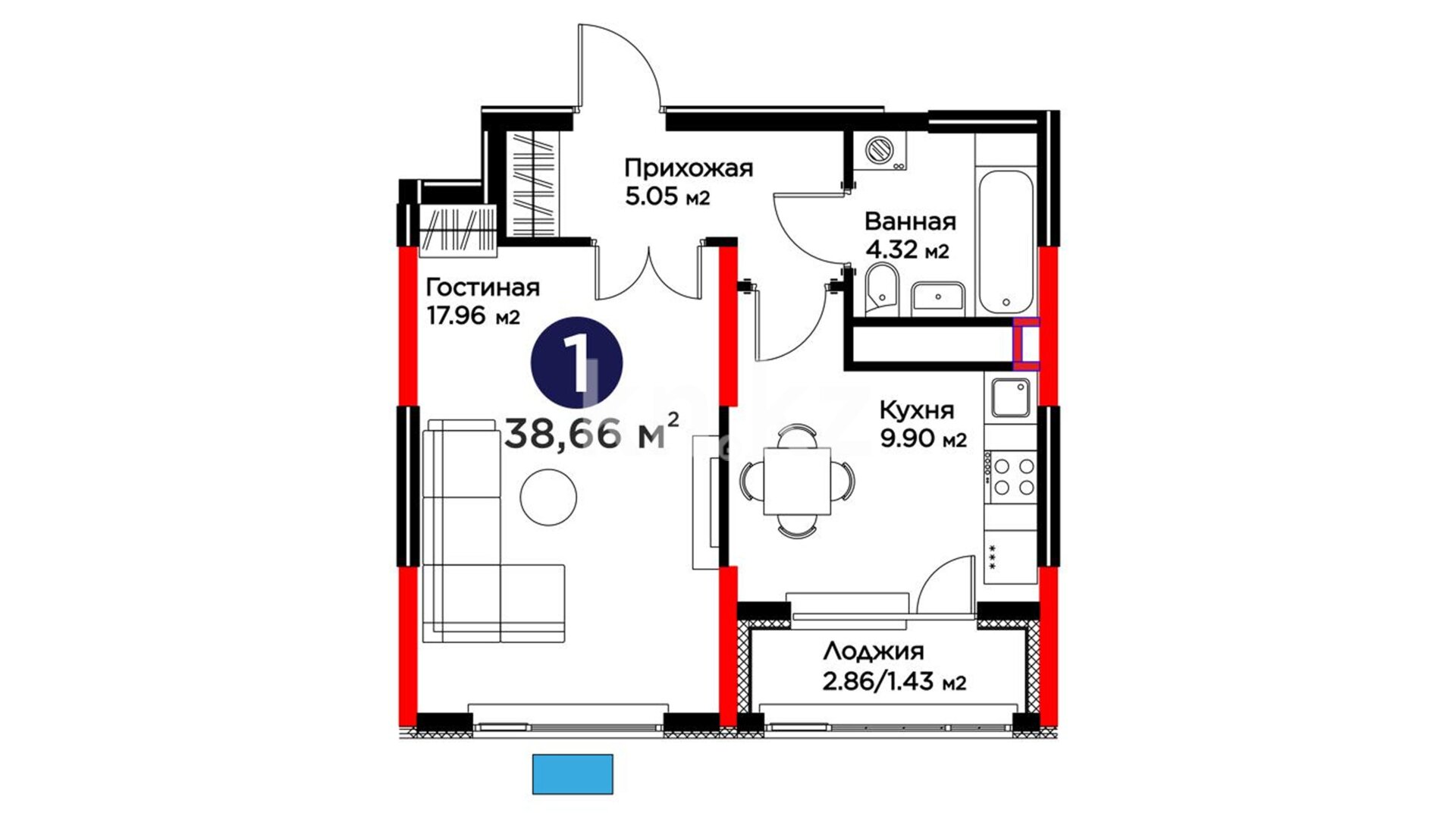 ЖК UIA. BIRLIK, 1-комнатная, цена 25 152 777 ₸, 647 100 ₸&nbsp;/&nbsp;м²