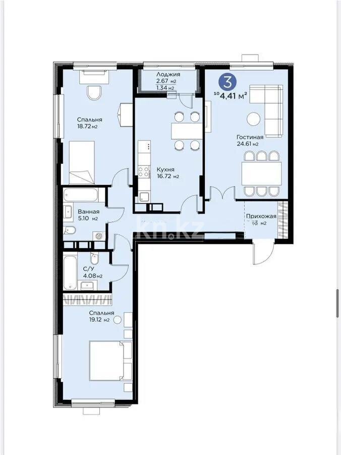 Продажа 3-комнатной квартиры, 105 м² в Астане