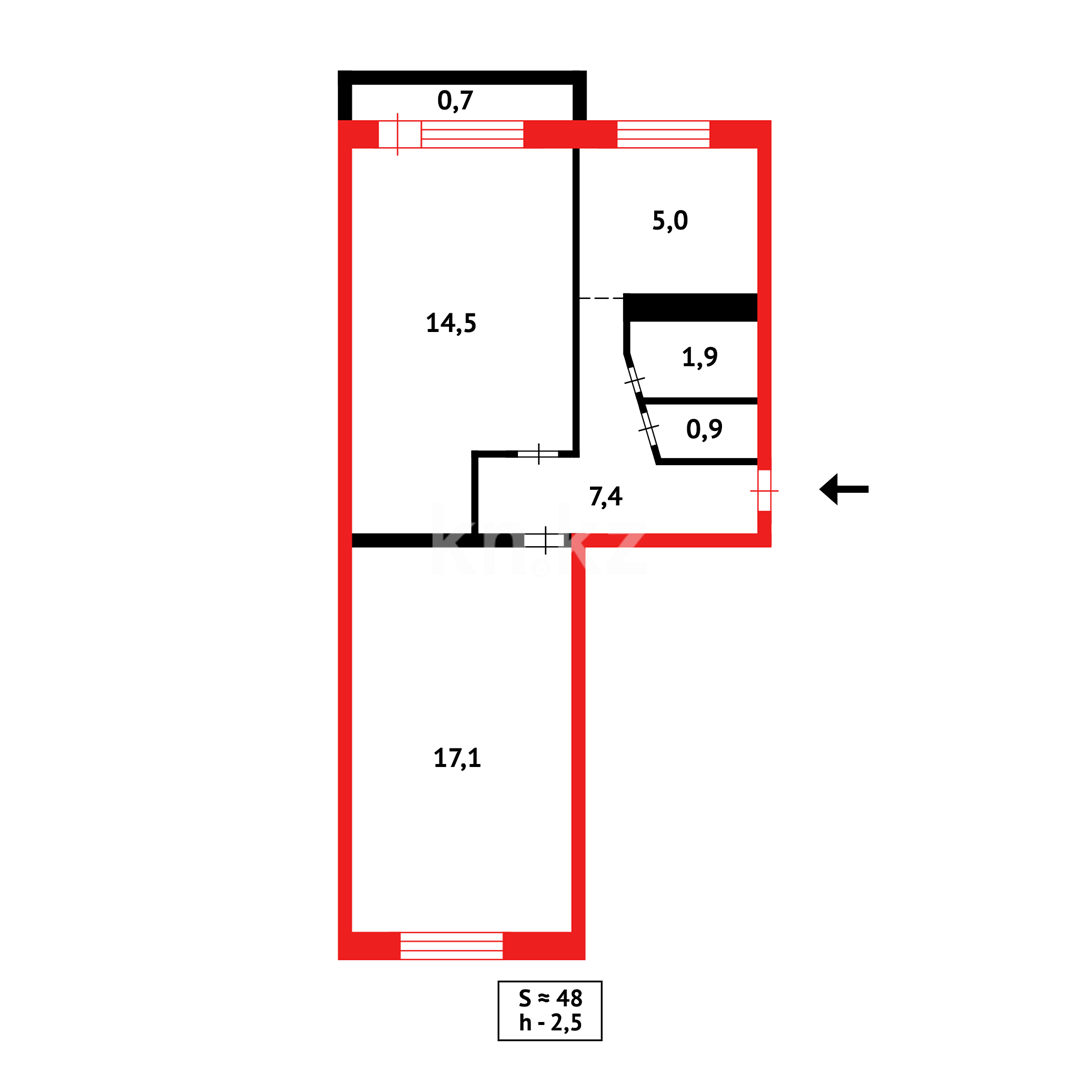 Продажа 2-комнатной квартиры, 48 м² в Караганде - фото 9