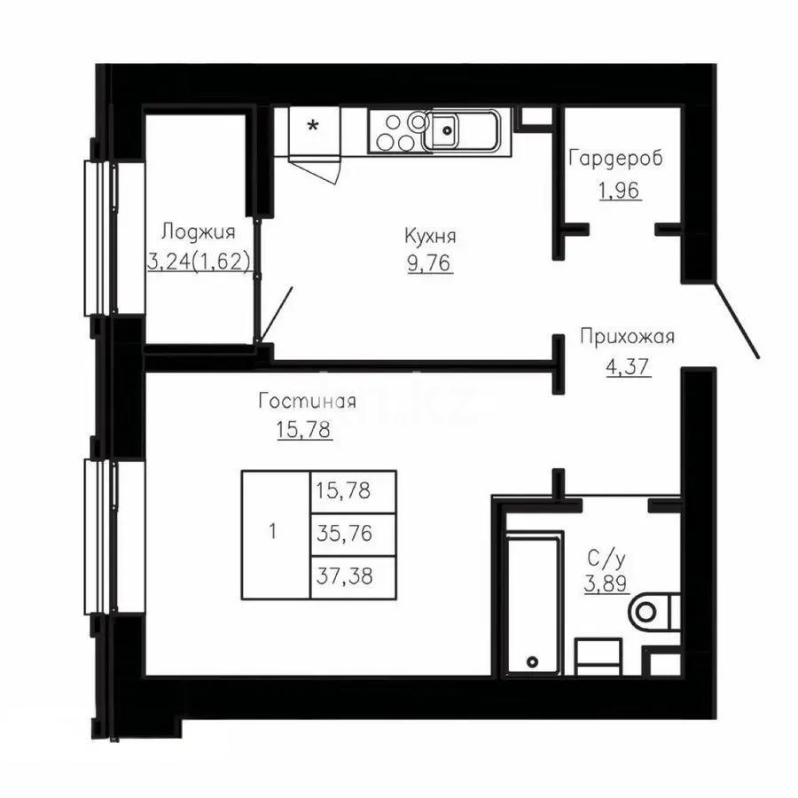 Продажа 1-комнатной квартиры, 39 м² в Астане