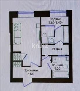Продажа 1-комнатной квартиры, 39.42 м² в Астане