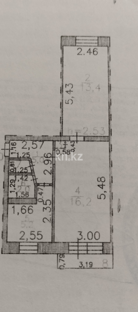 Продажа 2-комнатной квартиры, 43.8 м², ул. Локомотивная, дом  153 в Караганде