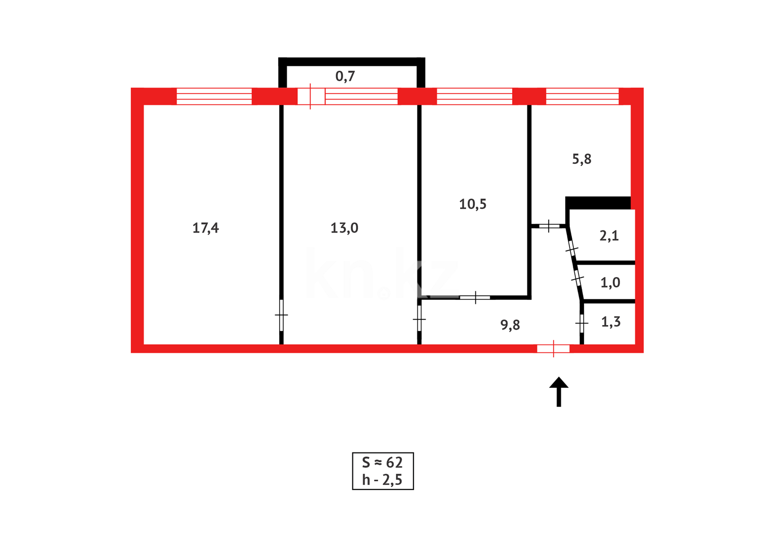 Продажа 3-комнатной квартиры, 61 м², 16-й мкр., дом  49 в Караганде - фото 13