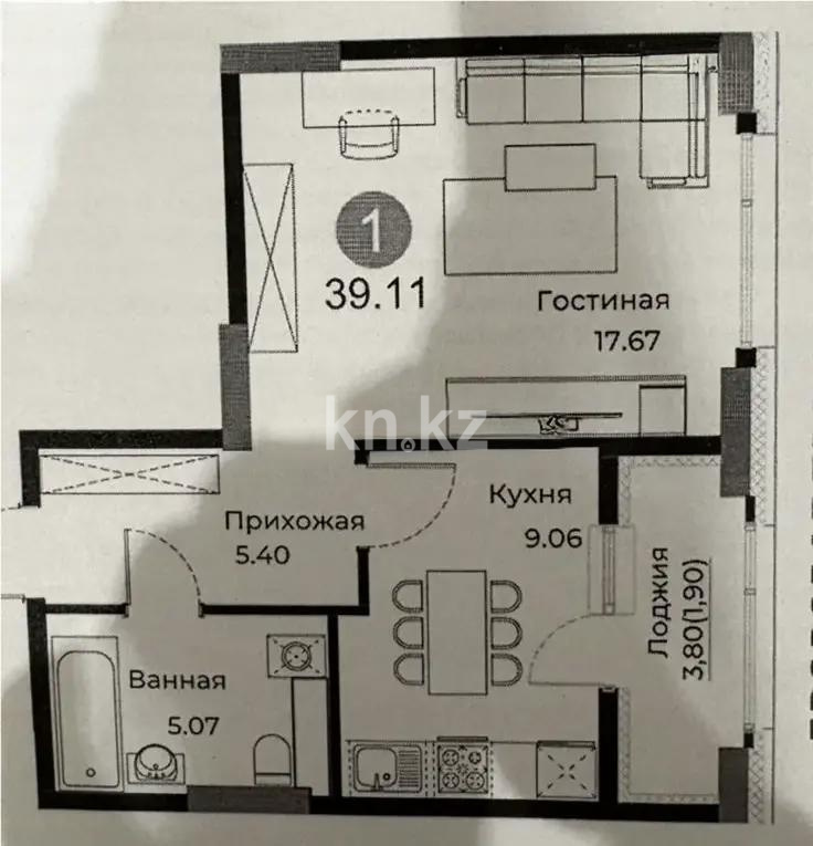 Продажа 1-комнатной квартиры, 39 м², ул. Е-429, дом  26 в Астане