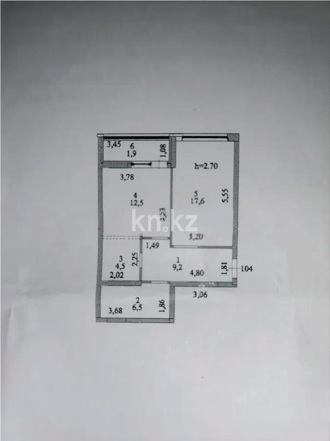 Продажа 2-комнатной квартиры, 52.2 м² в Астане