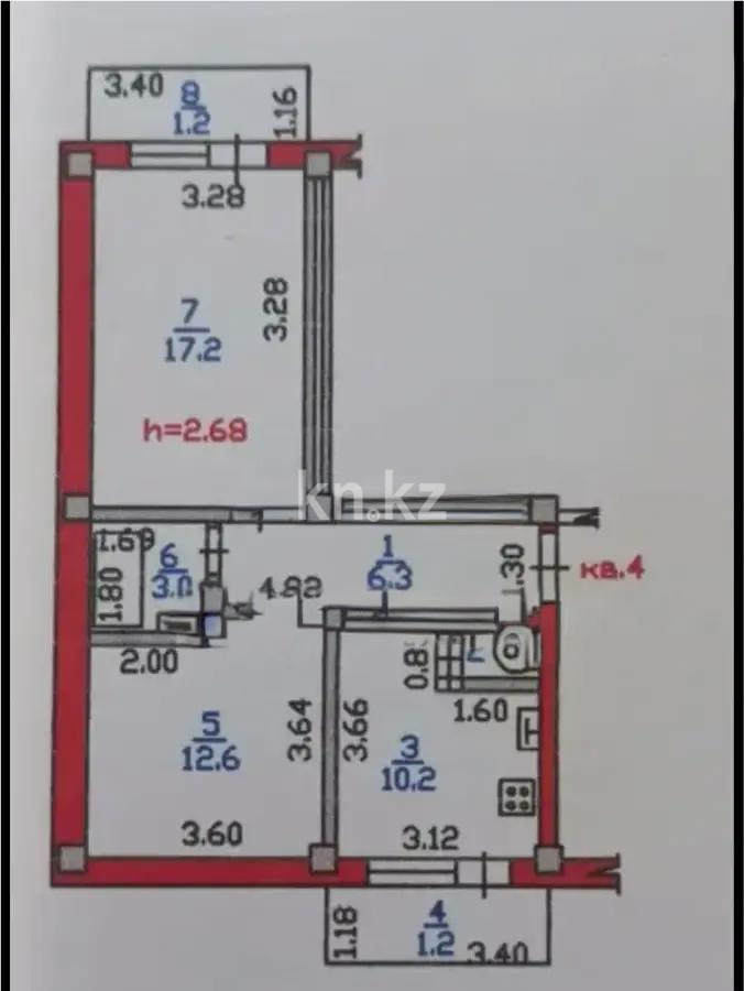 Продажа 2-комнатной квартиры, 52.8 м², пр. Райымбека, дом  167Б в Алматы - фото 6
