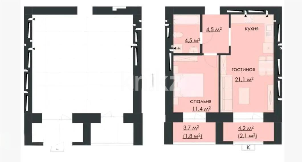 Продажа 1-комнатной квартиры, 47 м², ул. Карбышева, дом  4/3 в Караганде