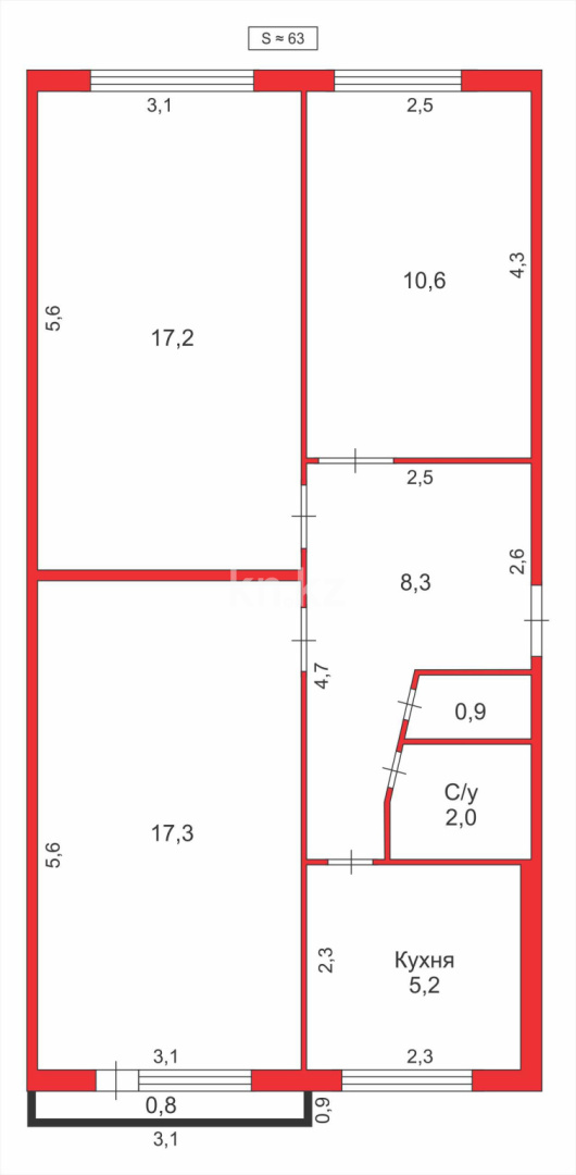 Продажа 3-комнатной квартиры, 63 м², мкр. Восток-2 в Караганде - фото 12