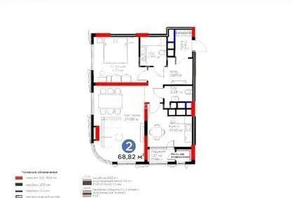 Продажа 2-комнатной квартиры, 69 м² в Астане