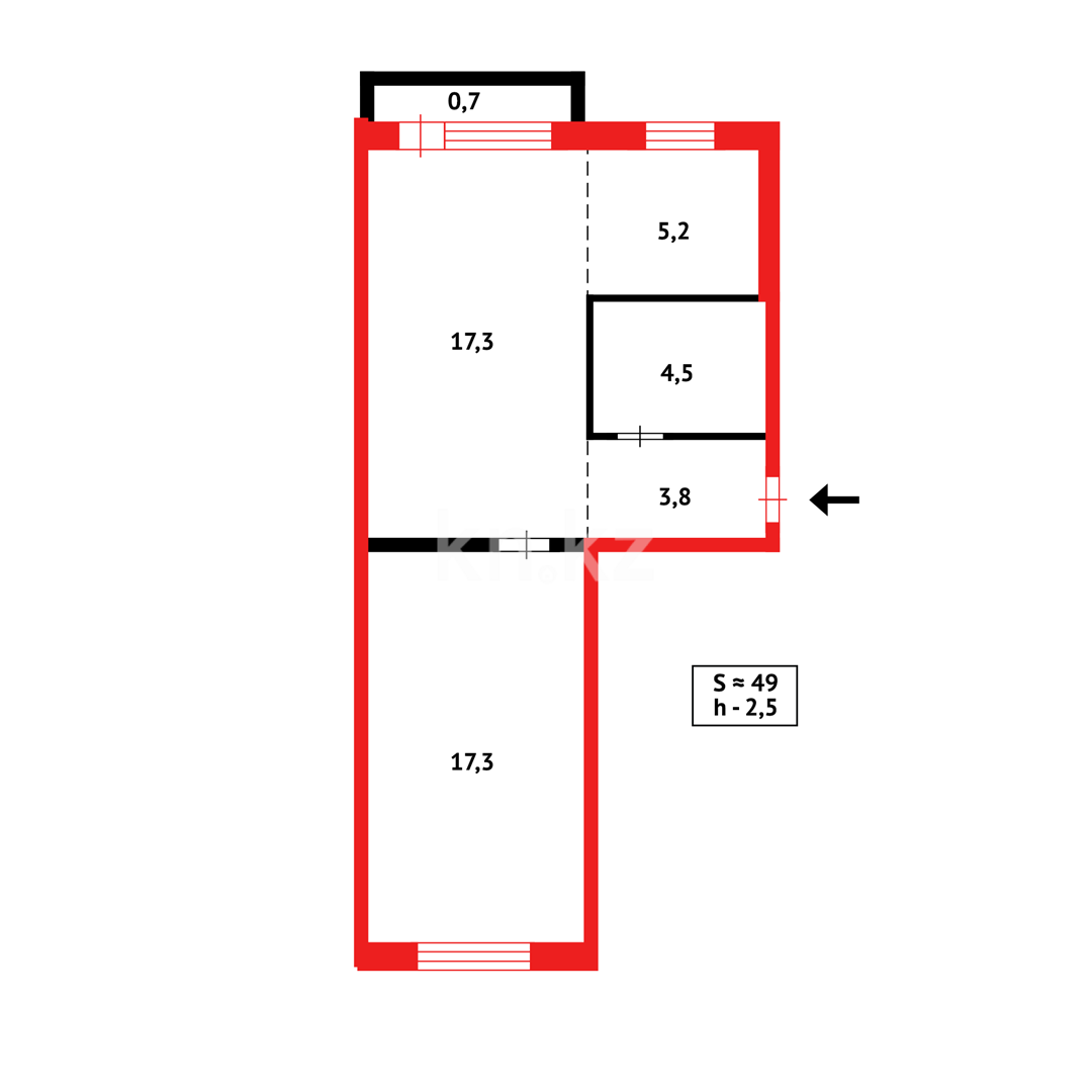 Продажа 2-комнатной квартиры, 48 м² в Караганде - фото 15