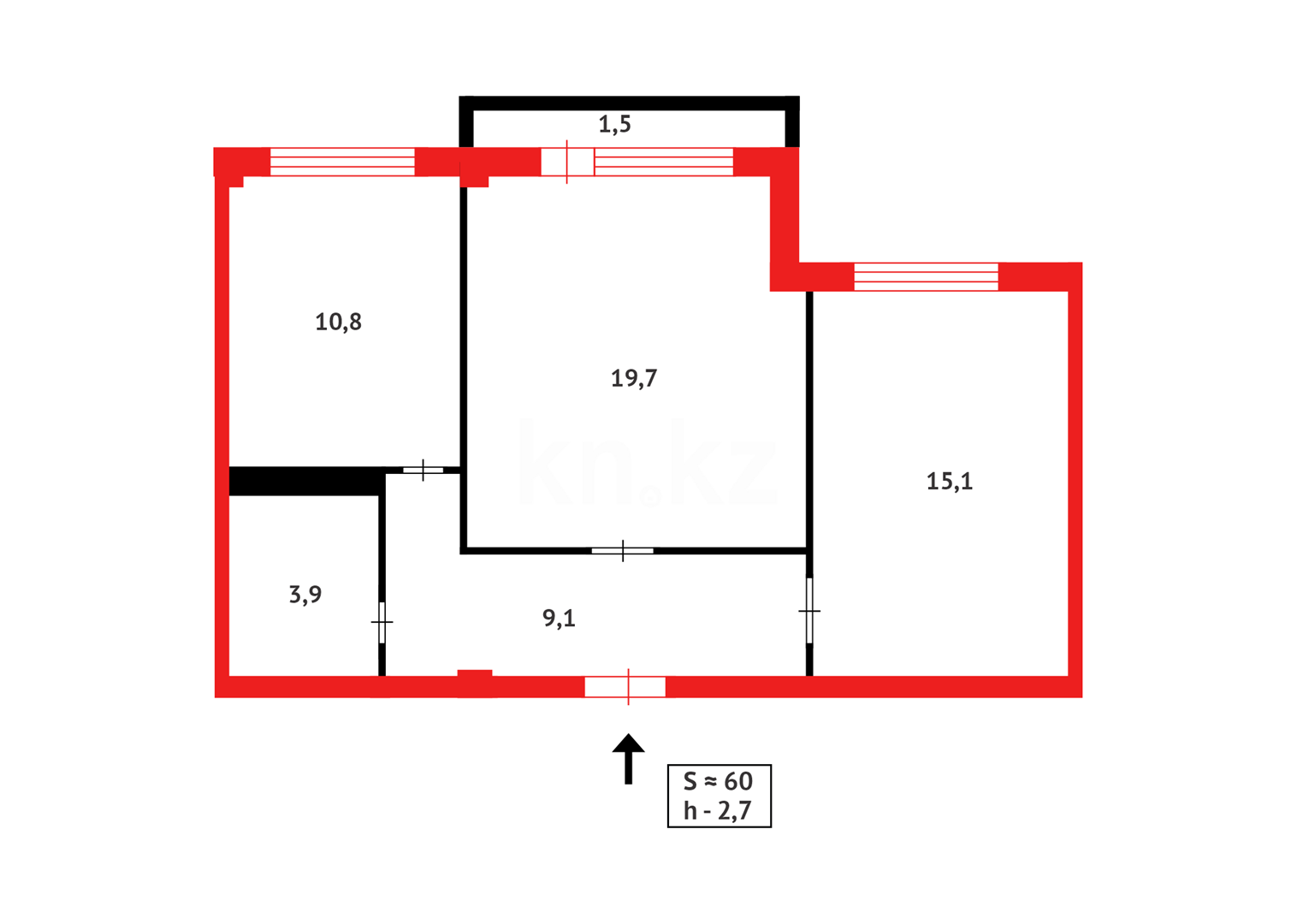 Продажа 2-комнатной квартиры, 60 м², ул. Сарыарка в Караганде - фото 13