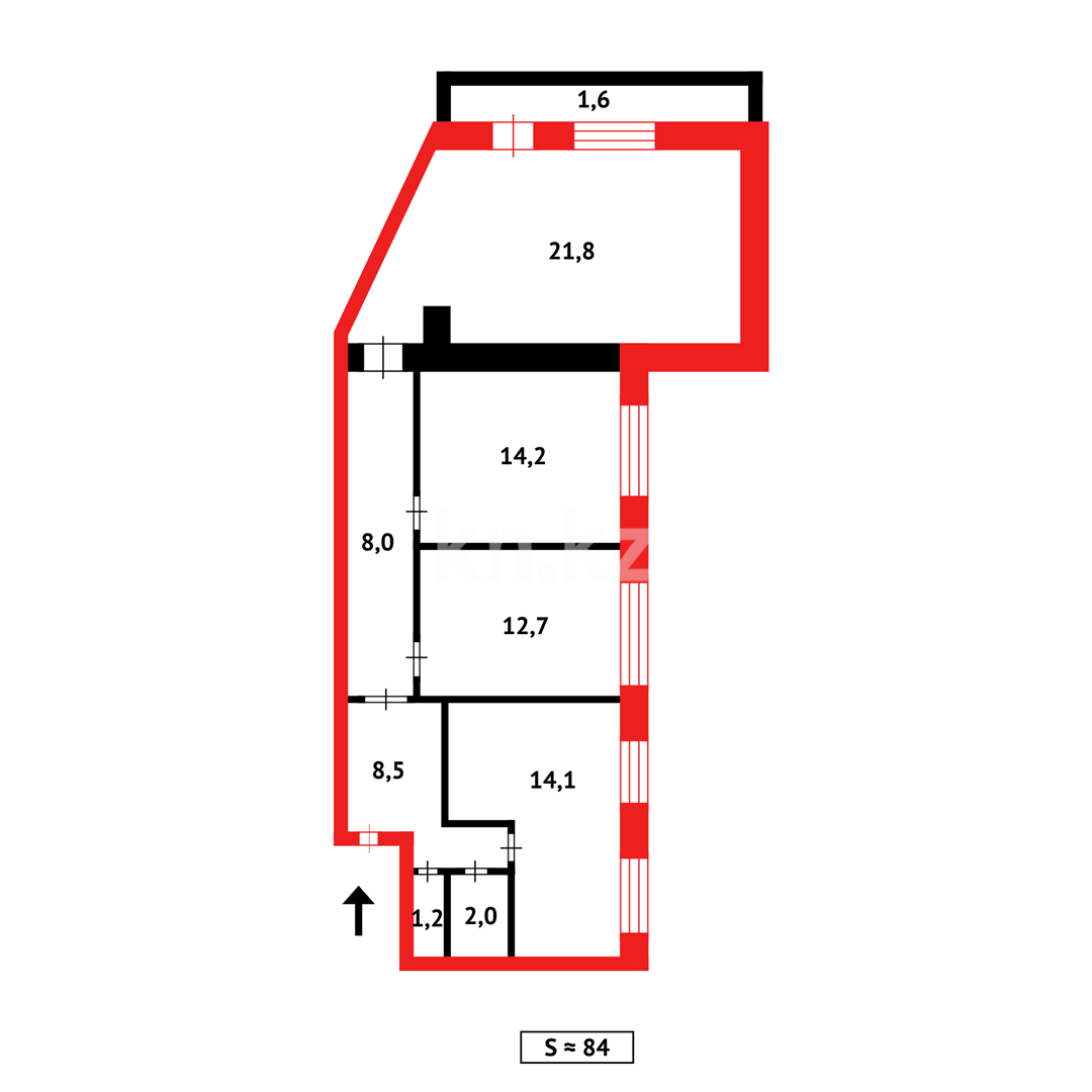 Продажа 3-комнатной квартиры, 84 м², мкр-н 22 в Караганде - фото 17