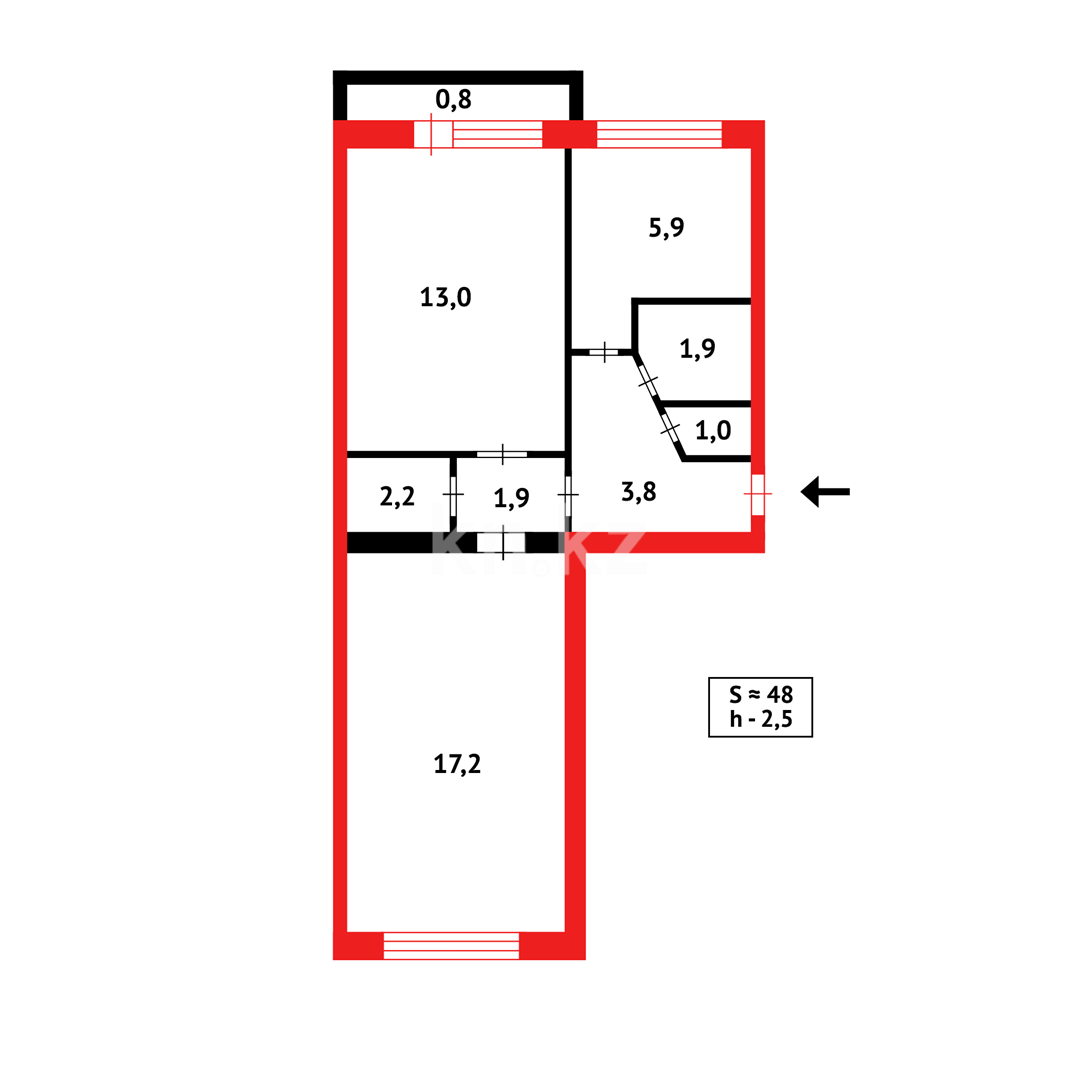 Продажа 2-комнатной квартиры, 44 м², ул. Сатыбалдина, дом  17 в Караганде - фото 18