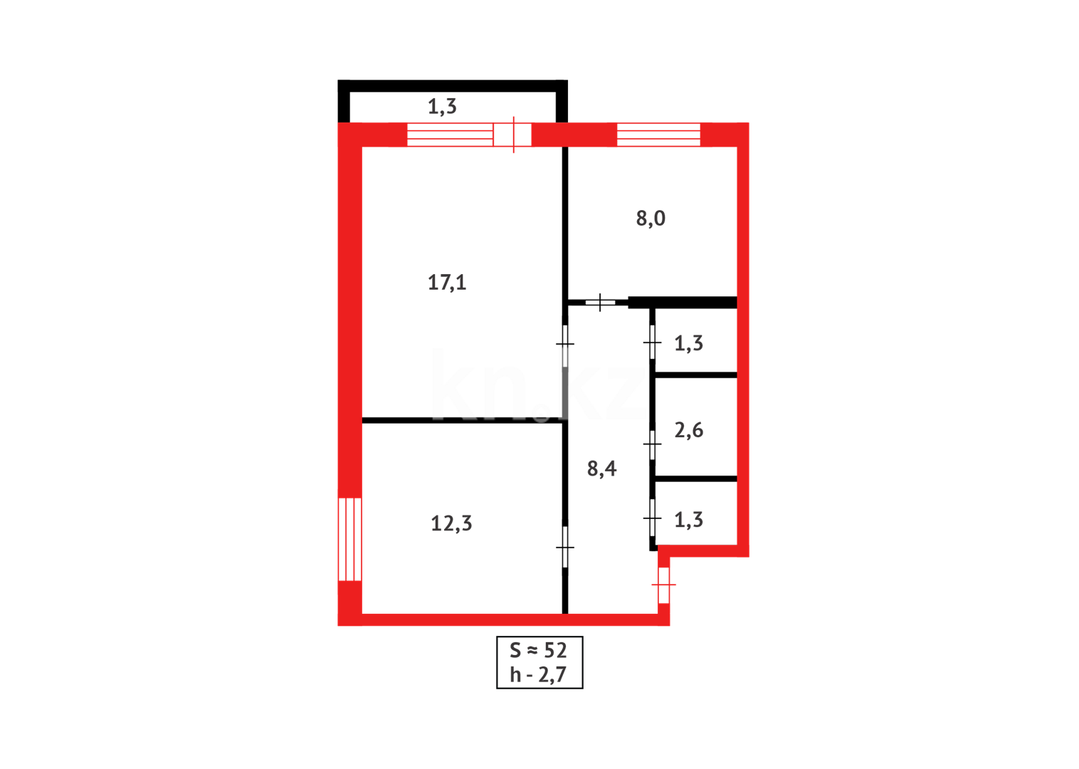 Продажа 2-комнатной квартиры, 52 м², пр. Шахтеров в Караганде - фото 14