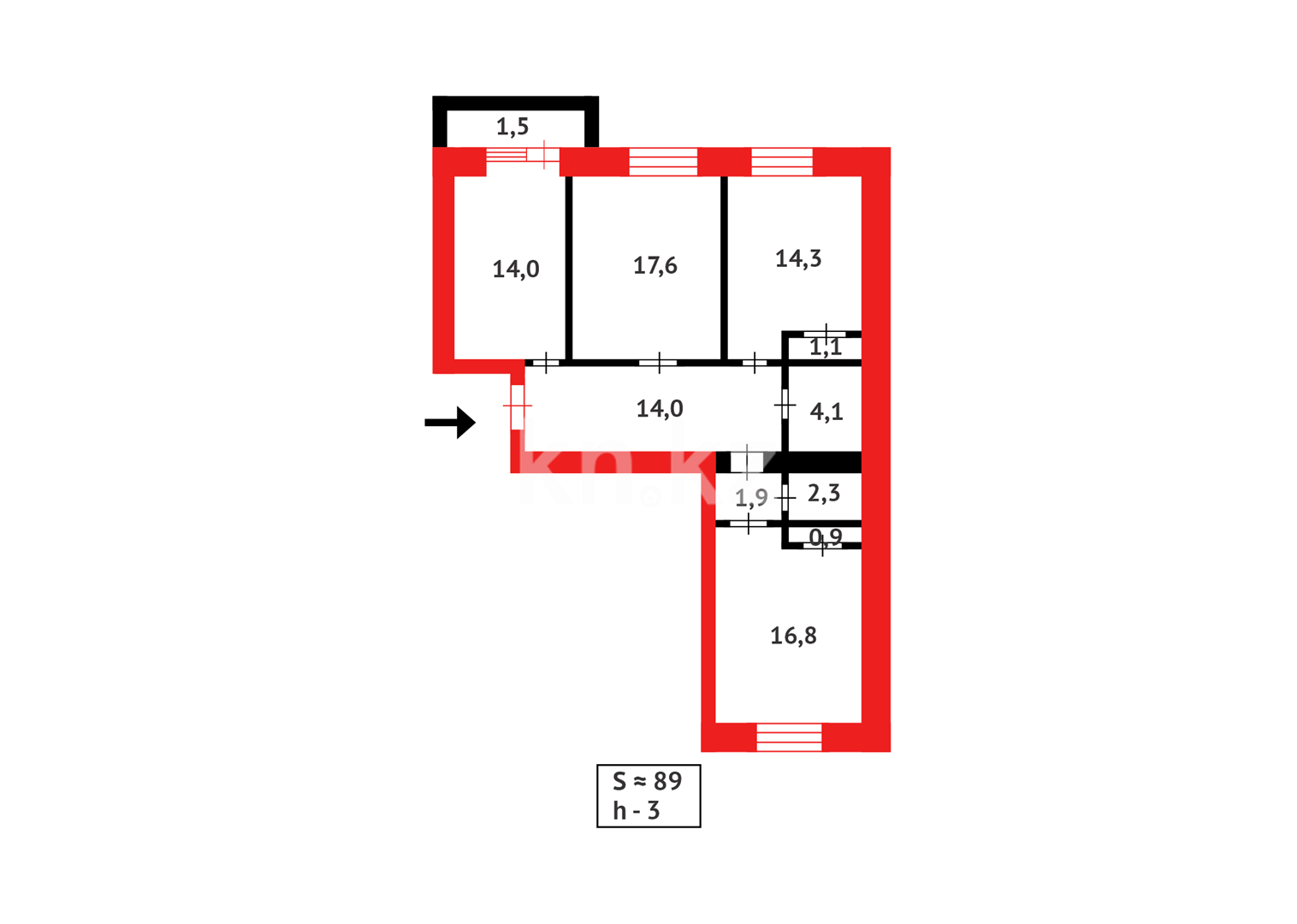 Продажа 3-комнатной квартиры, 88 м² в Караганде - фото 17