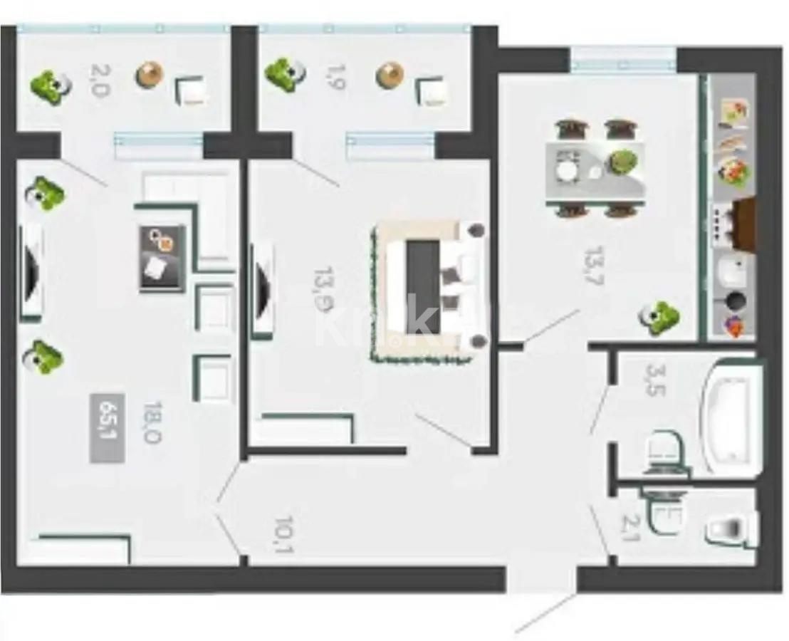 Продажа 2-комнатной квартиры, 62 м², ул. Университетская, дом  28/19 в Караганде