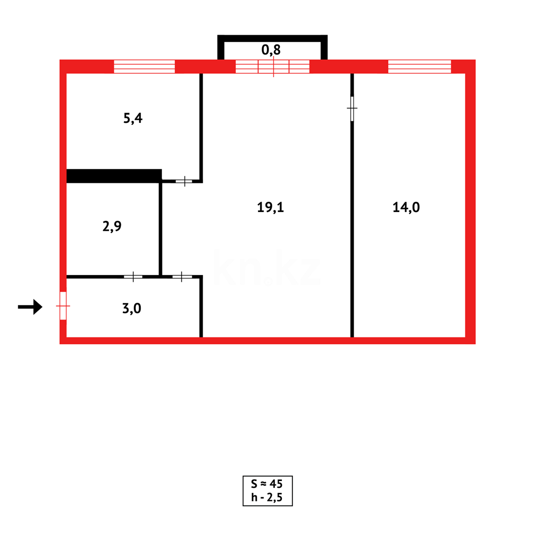 Продажа 2-комнатной квартиры, 44 м² в Темиртау - фото 14