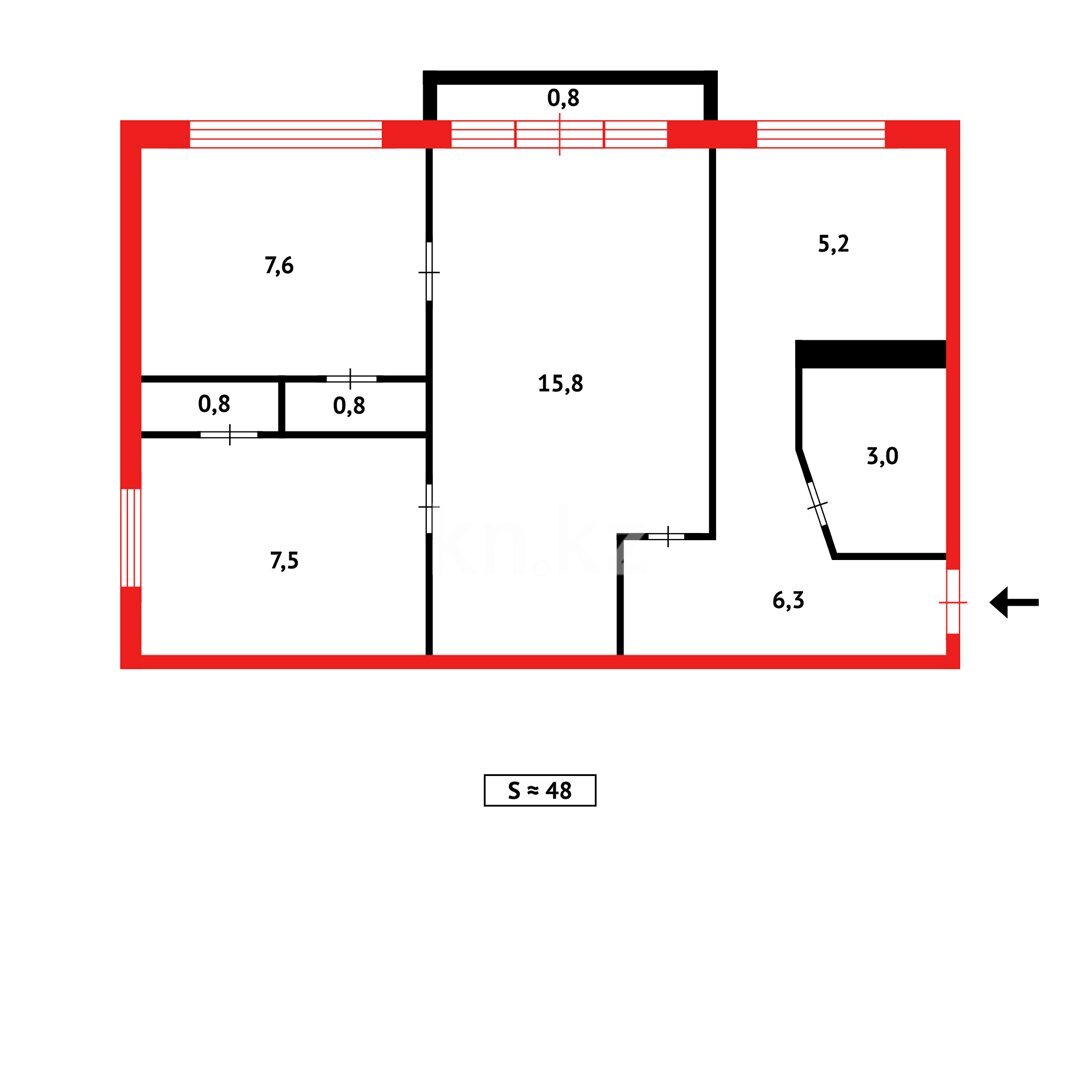 Продажа 3-комнатной квартиры, 48 м² в Темиртау - фото 8