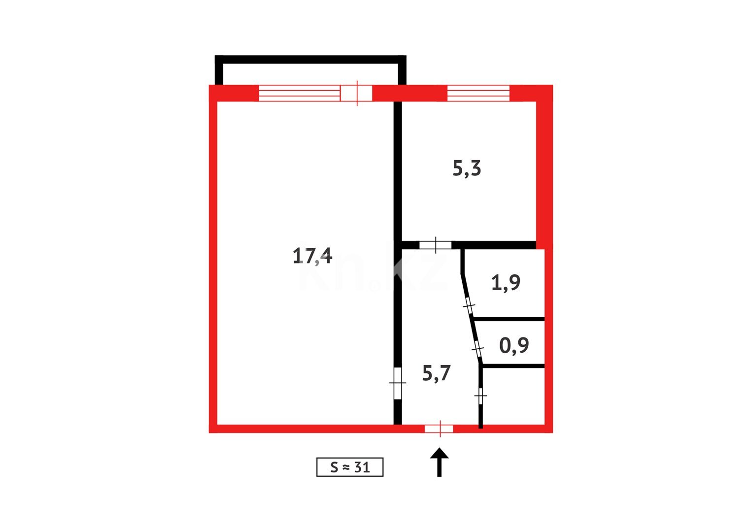 Продажа 1-комнатной квартиры, 31 м² в Темиртау - фото 13