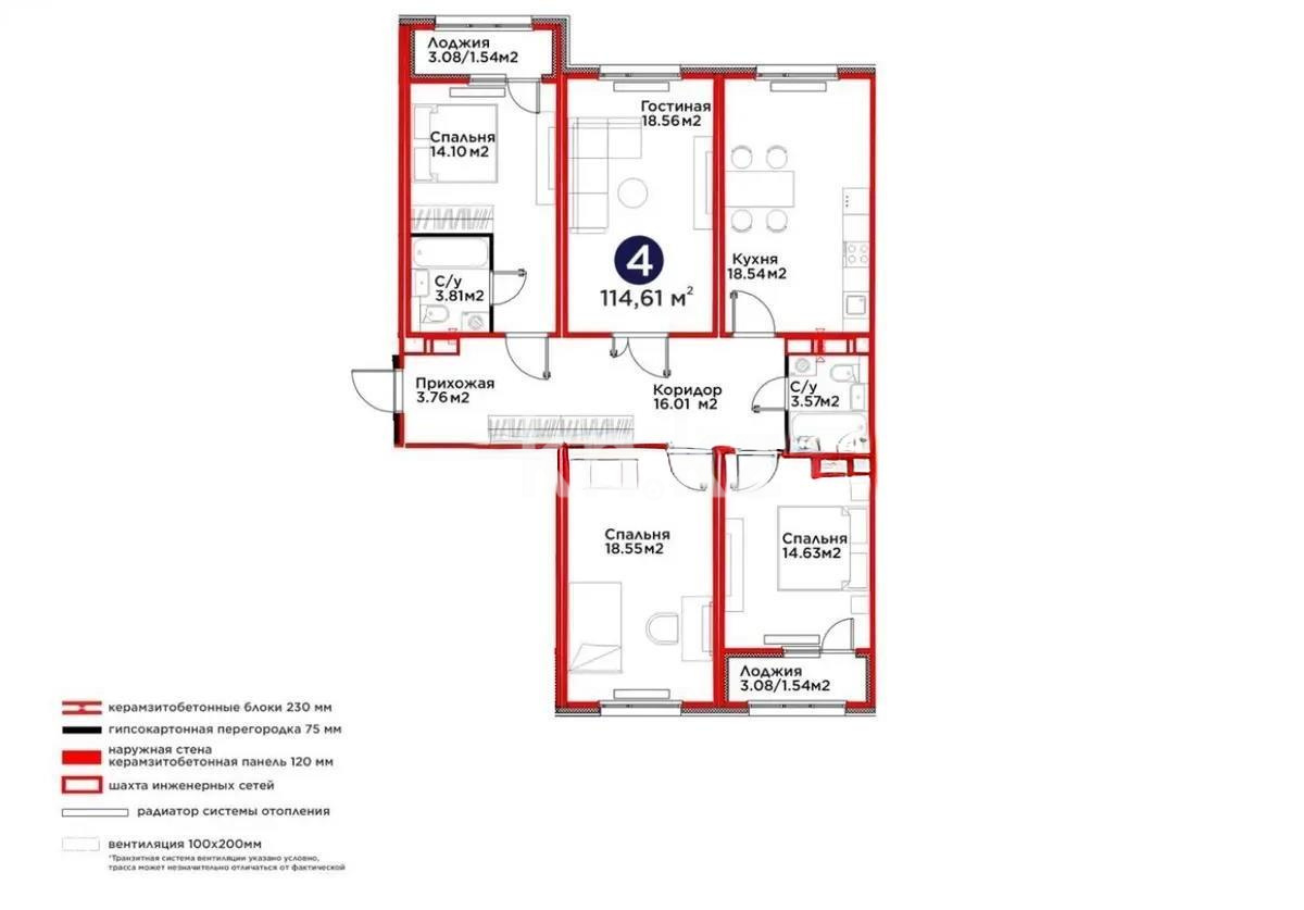 Продажа 4-комнатной квартиры, 115 м² в Астане