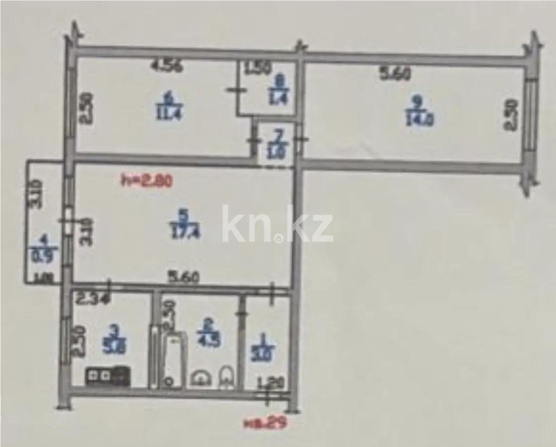 Продажа 3-комнатной квартиры, 59.6 м² в Алматы