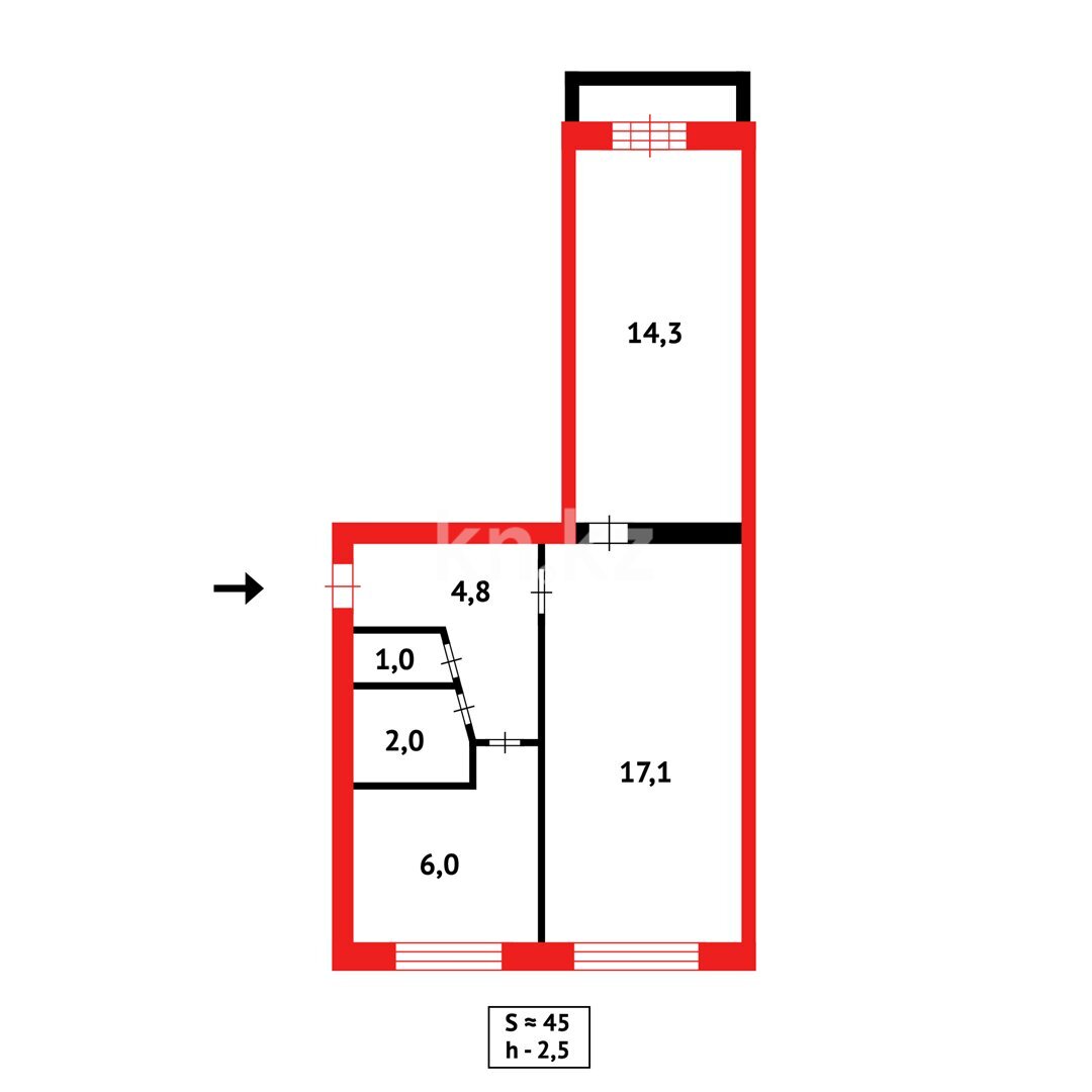 Продажа 2-комнатной квартиры, 44 м² в Темиртау - фото 8