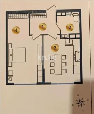 Продажа 1-комнатной квартиры, 46.51 м² в Алматы