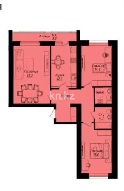 Продажа 3-комнатной квартиры, 94.5 м², ул. Толе би, дом  1 стр в Астане