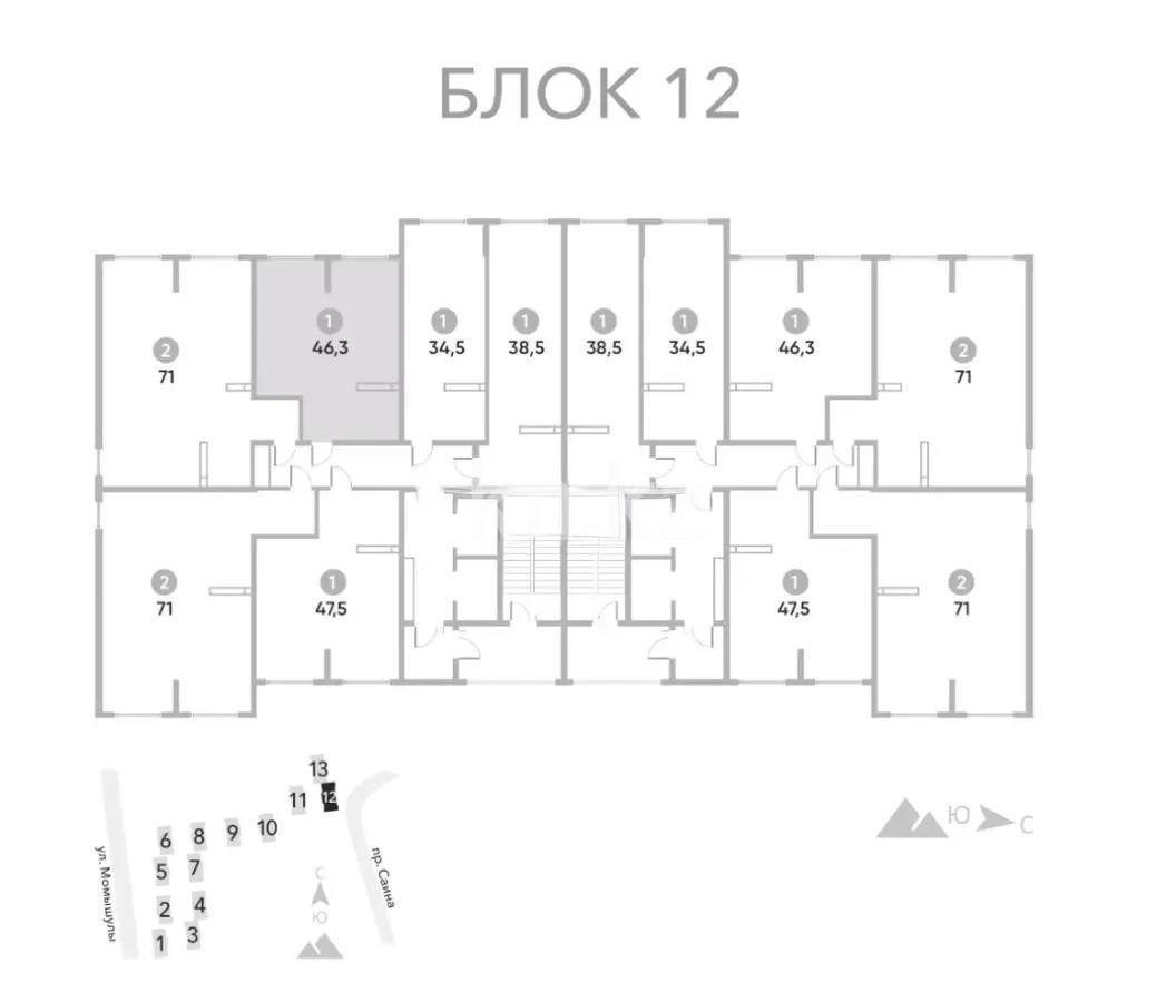 Продажа 1-комнатной квартиры, 43.9 м², ул. Момышулы, дом  100 стр в Алматы