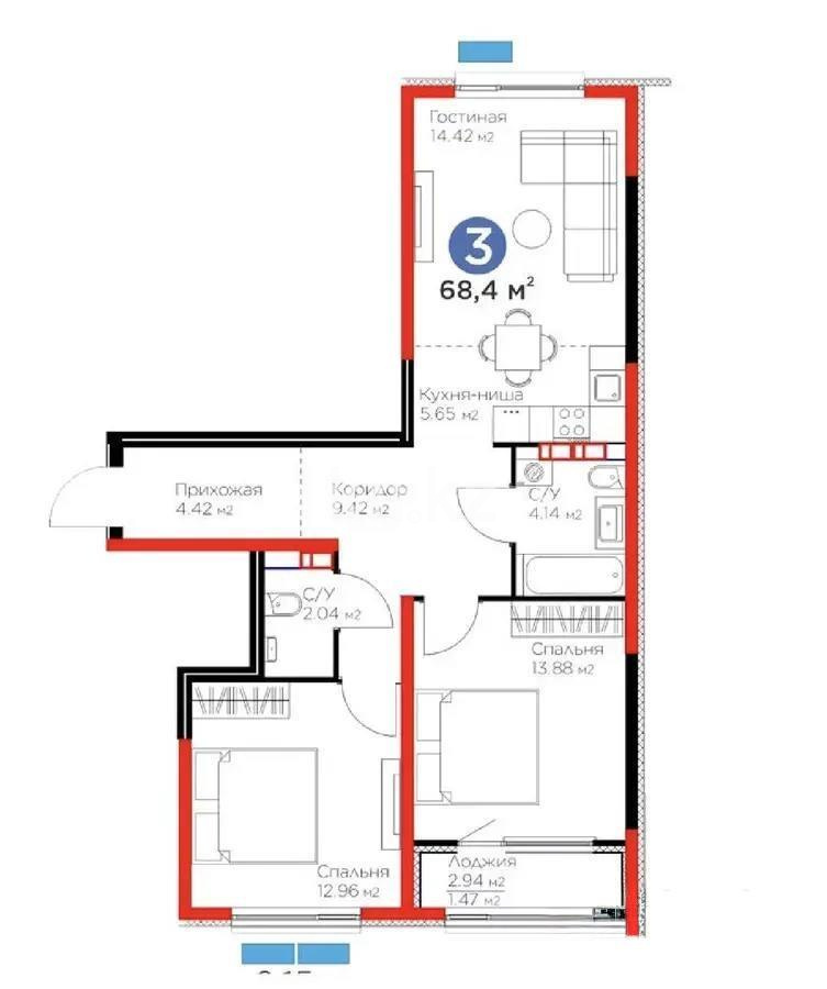 Продажа 3-комнатной квартиры, 70 м² в Алматы