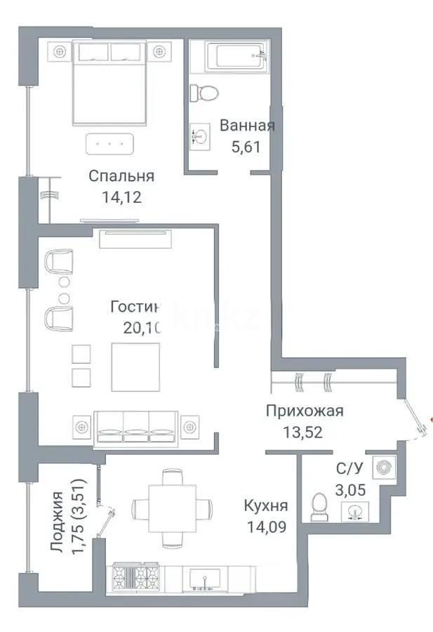 Продажа 2-комнатной квартиры, 72 м², ул. Жошы хана, дом  20 в Астане