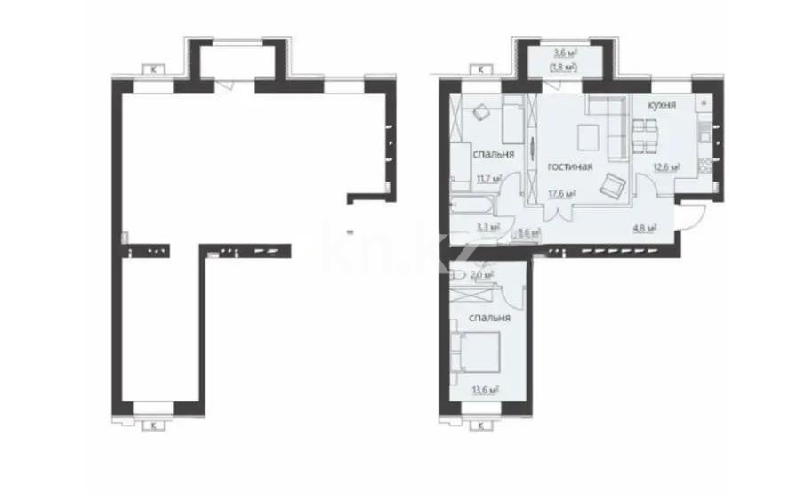 Продажа 3-комнатной квартиры, 78 м² в Караганде