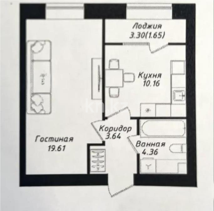 Продажа 1-комнатной квартиры, 40 м² в Астане