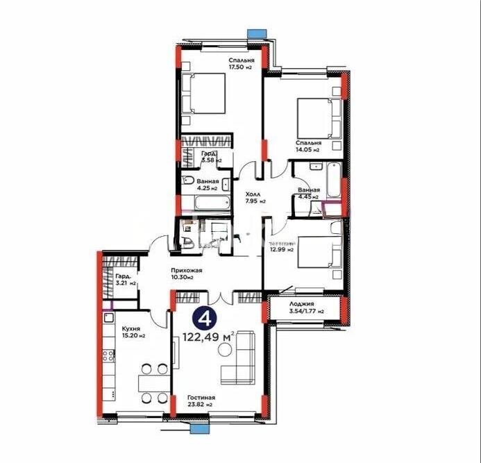 Продажа 5-комнатной квартиры, 123 м² в Астане