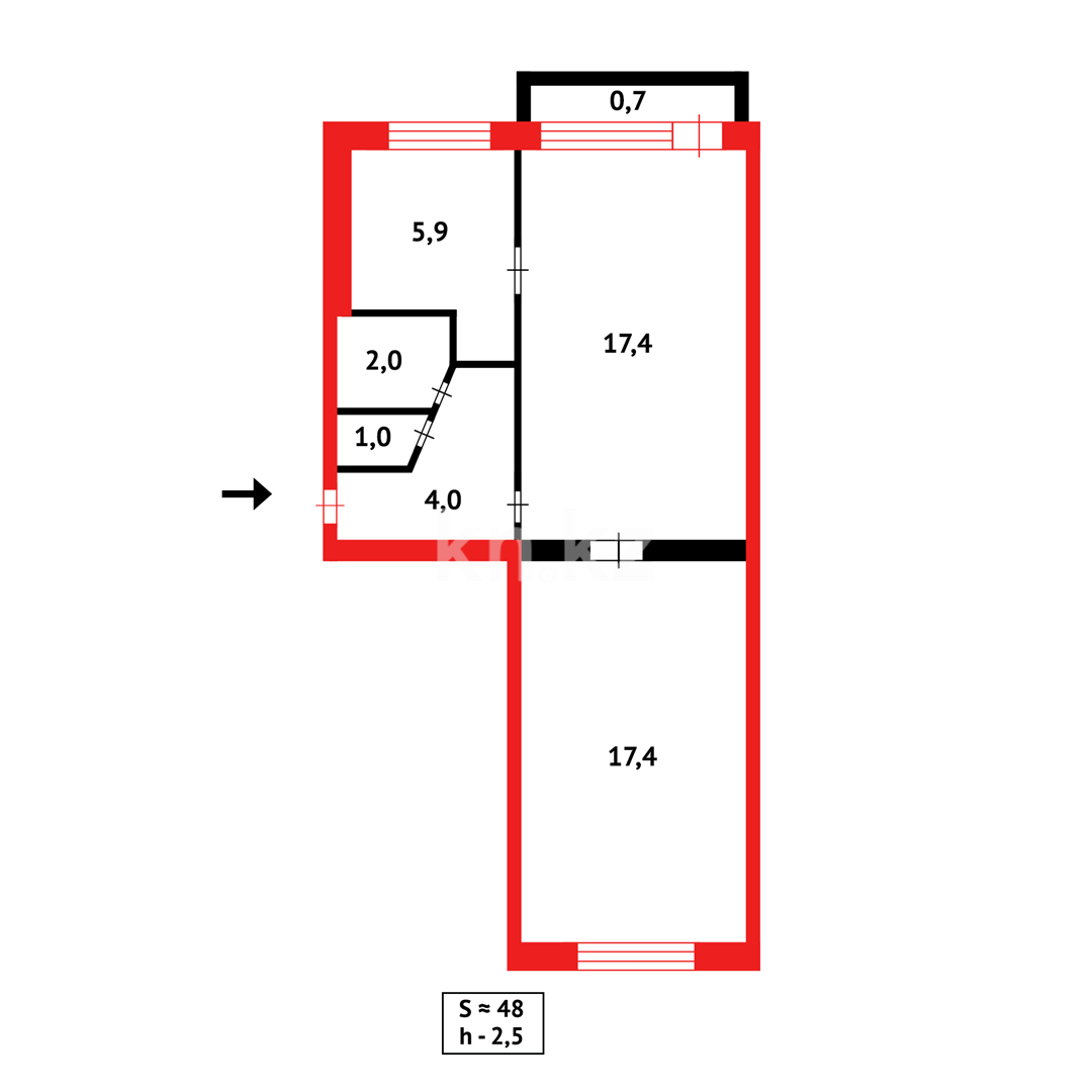Продажа 2-комнатной квартиры, 48 м² в Караганде - фото 15