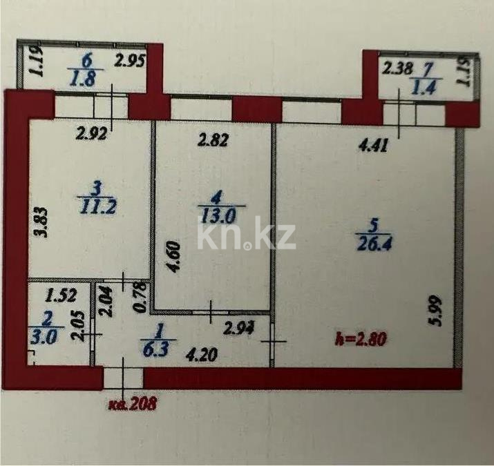 Продажа 2-комнатной квартиры, 63.1 м² в Астане - фото 7