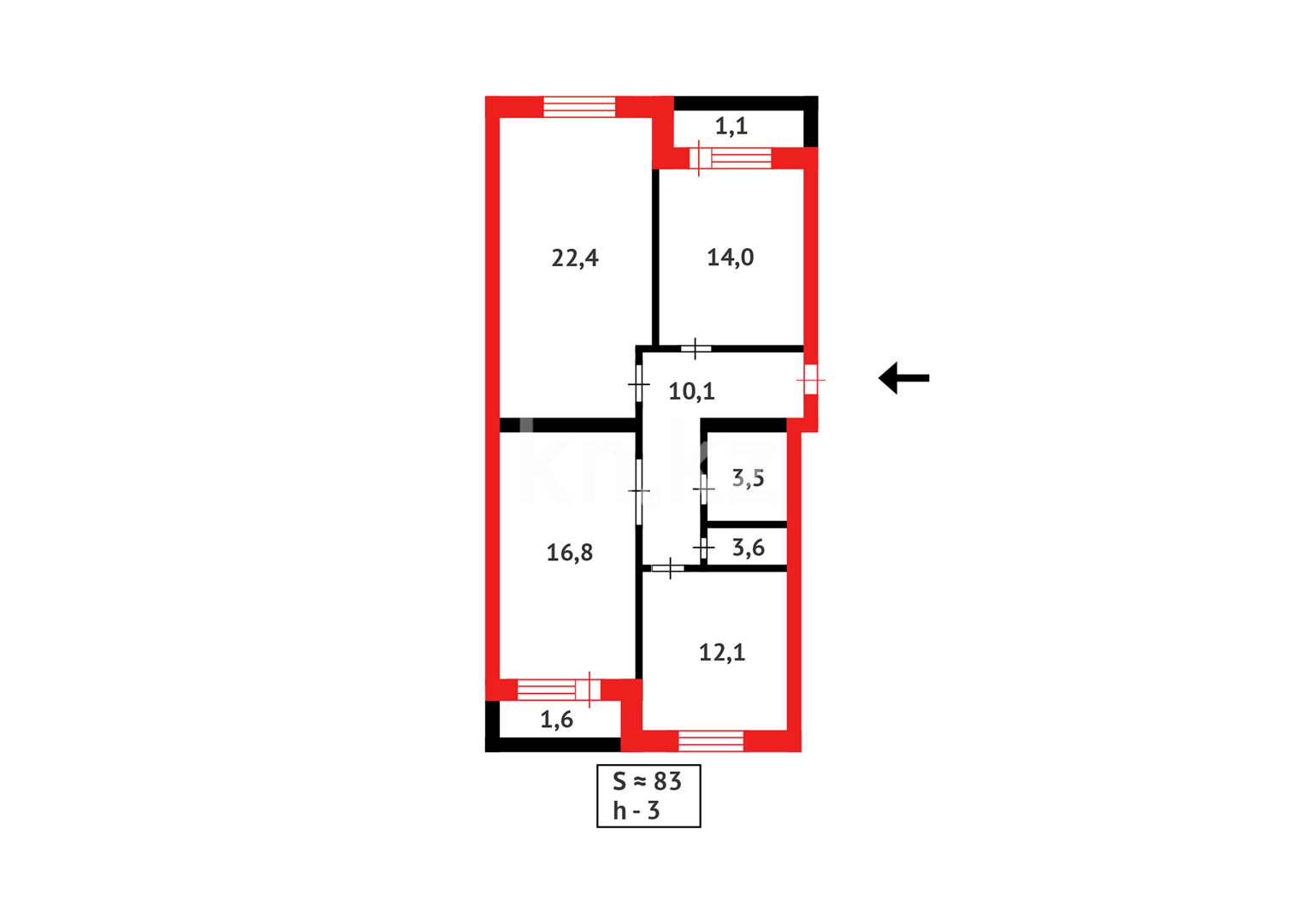 Продажа 3-комнатной квартиры, 83 м² в Караганде - фото 11