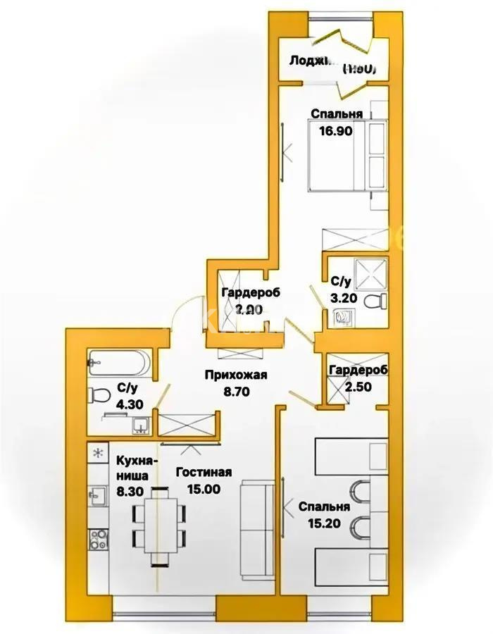 Продажа 3-комнатной квартиры, 80 м², пр. Тауелсыздык, дом  25/2 в Астане