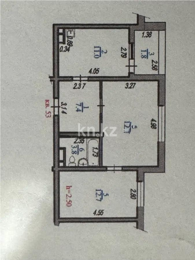 Продажа 2-комнатной квартиры, 53 м², мкр. Мадениет, дом  834/31 в Алматы