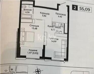 Продажа 2-комнатной квартиры, 55.09 м² в Астане - фото 2