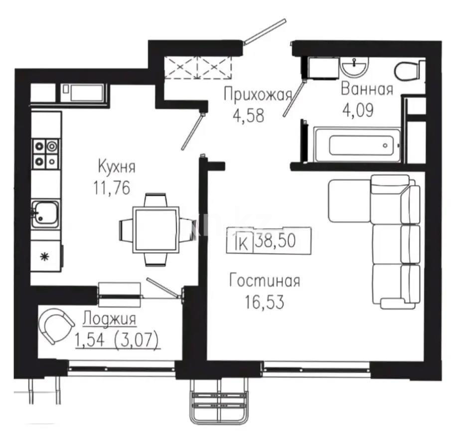 Продажа 1-комнатной квартиры, 39 м² в Астане - фото 2