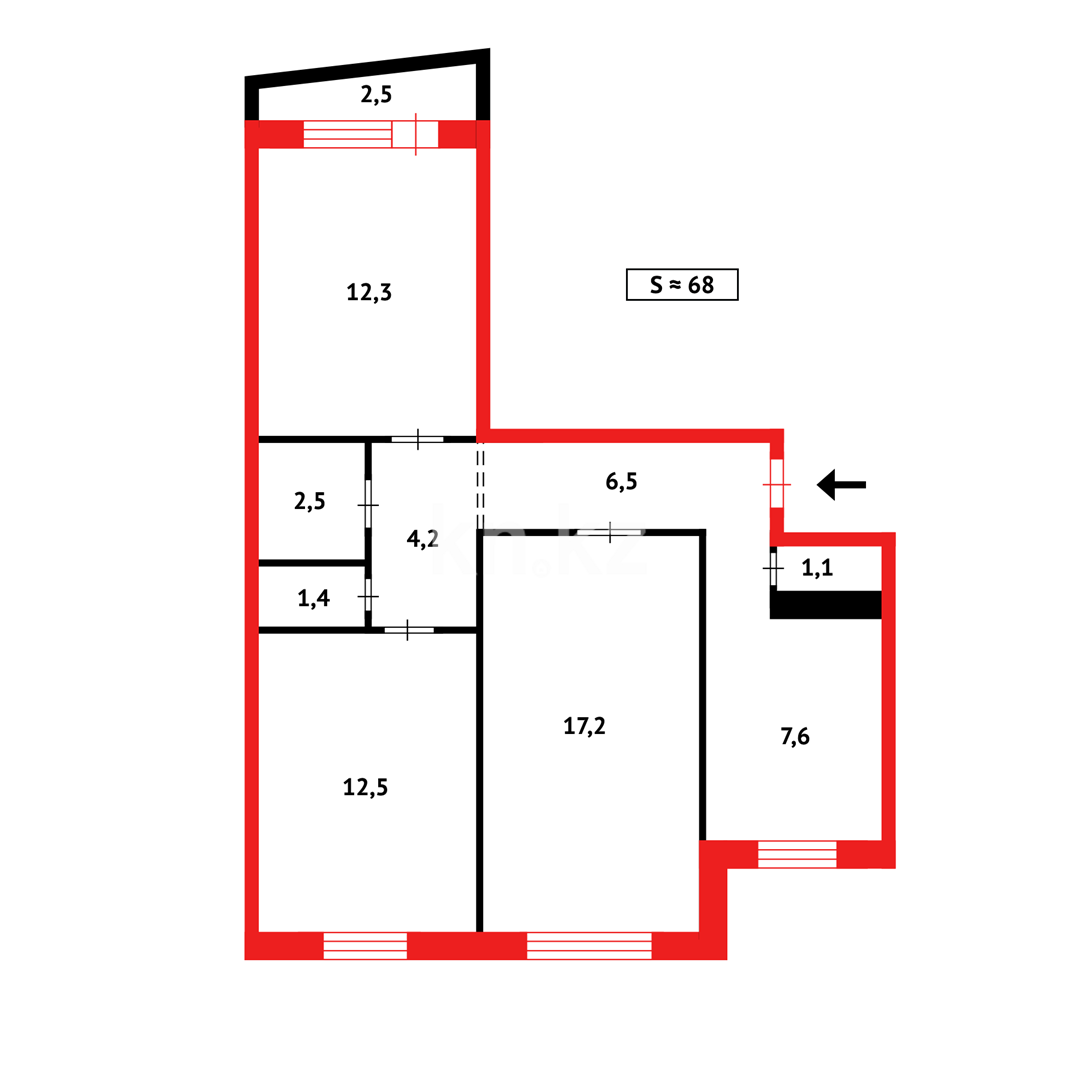 Продажа 3-комнатной квартиры, 68 м², пр. Металлургов в Темиртау - фото 15