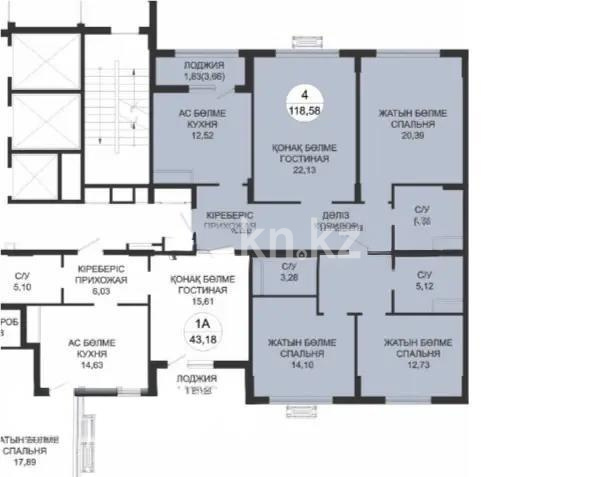 Продажа 4-комнатной квартиры, 118.58 м² в Астане